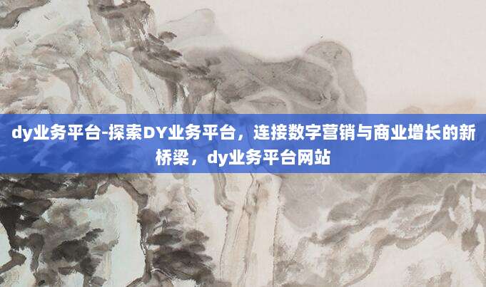 dy业务平台-探索DY业务平台,连接数字营销与商业增长的新桥梁,dy业务平台网站
