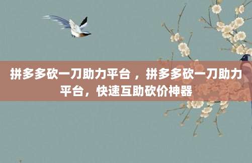 拼多多砍一刀助力平台 ,拼多多砍一刀助力平台,快速互助砍价神器