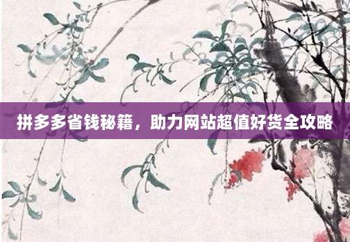 拼多多省钱秘籍,助力网站超值好货全攻略