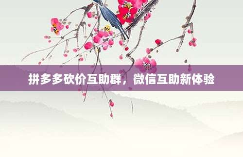 拼多多砍价互助群，微信互助新体验