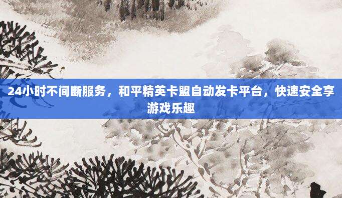 24小时不间断服务,和平精英卡盟自动发卡平台,快速安全享游戏乐趣