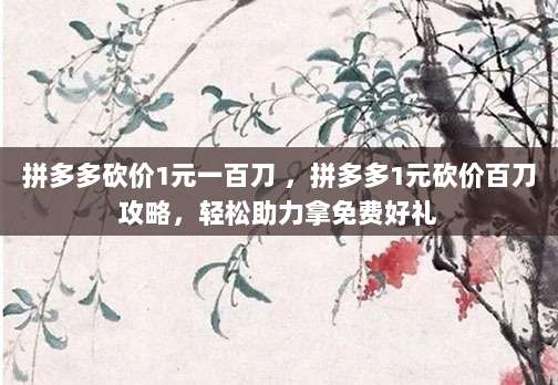 拼多多砍价1元一百刀 ,拼多多1元砍价百刀攻略,轻松助力拿免费好礼