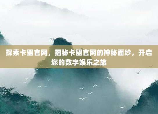 探索卡盟官网,揭秘卡盟官网的神秘面纱,开启您的数字娱乐之旅
