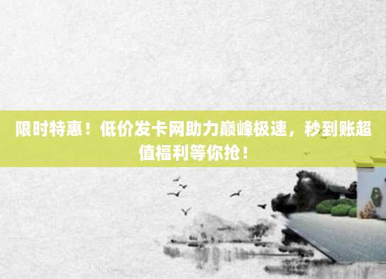 限时特惠!低价发卡网助力巅峰极速,秒到账超值福利等你抢!
