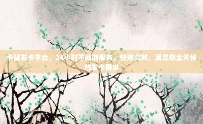 卡盟发卡平台,24小时不间断服务,快速高效,满足您全天候的发卡需求