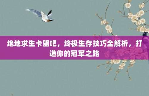 绝地求生卡盟吧,终极生存技巧全解析,打造你的冠军之路
