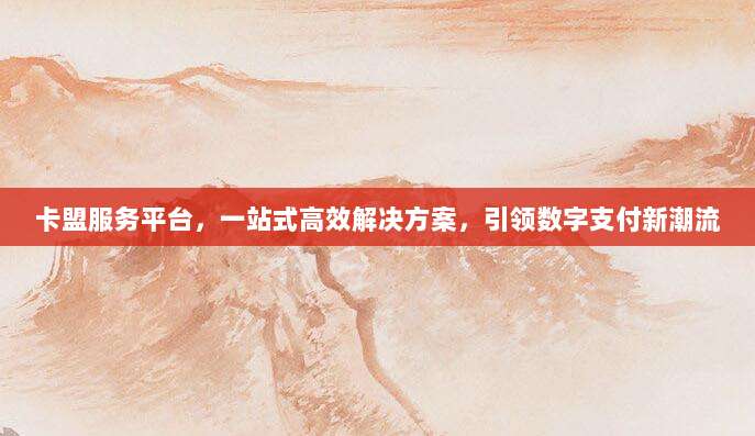 卡盟服务平台,一站式高效解决方案,引领数字支付新潮流