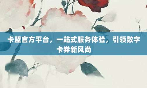 卡盟官方平台,一站式服务体验,引领数字卡券新风尚