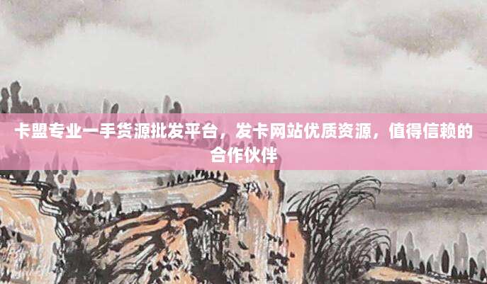 卡盟专业一手货源批发平台,发卡网站优质资源,值得信赖的合作伙伴