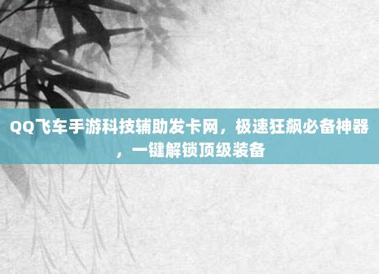 QQ飞车手游科技辅助发卡网,极速狂飙必备神器,一键解锁顶级装备