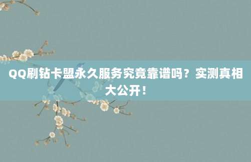QQ刷钻卡盟永久服务究竟靠谱吗?实测真相大公开!