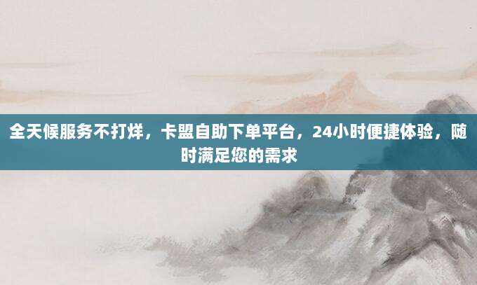 全天候服务不打烊,卡盟自助下单平台,24小时便捷体验,随时满足您的需求