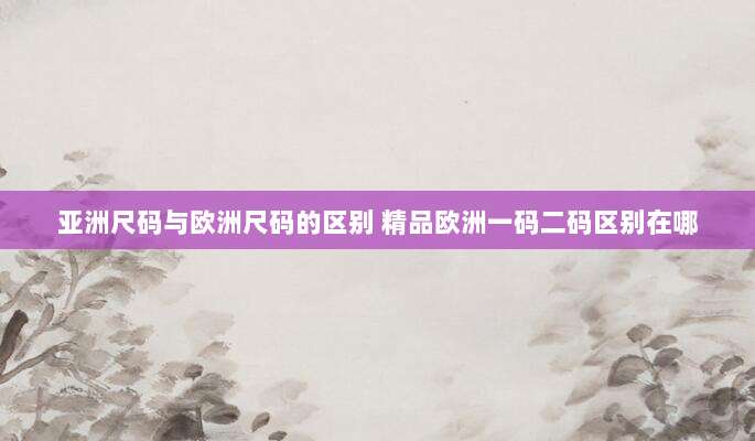 亚洲尺码与欧洲尺码的区别 精品欧洲一码二码区别在哪