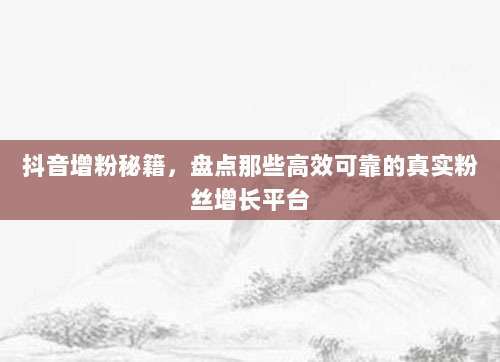 抖音增粉秘籍,盘点那些高效可靠的真实粉丝增长平台