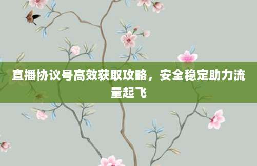 直播协议号高效获取攻略,安全稳定助力流量起飞