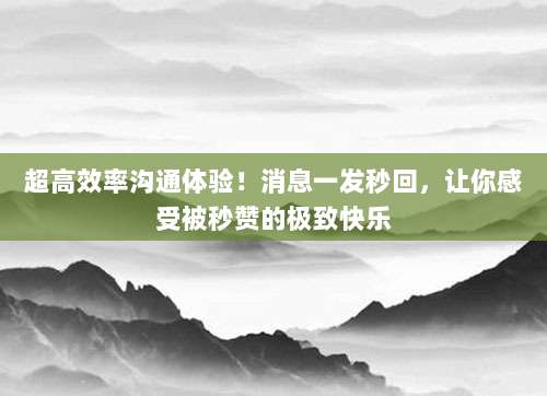 超高效率沟通体验!消息一发秒回,让你感受被秒赞的极致快乐