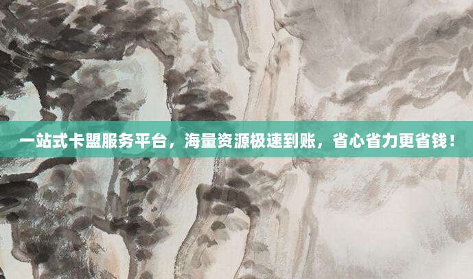 一站式卡盟服务平台,海量资源极速到账,省心省力更省钱!