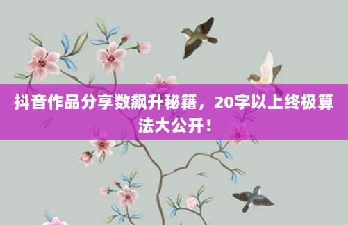 抖音作品分享数飙升秘籍,20字以上终极算法大公开!