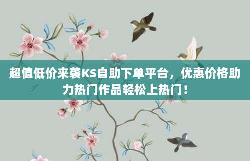 超值低价来袭KS自助下单平台，优惠价格助力热门作品轻松上热门！