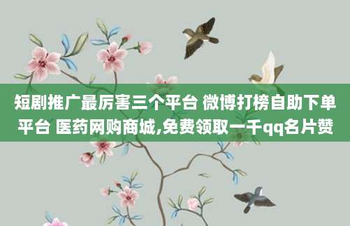 短剧推广最厉害三个平台 微博打榜自助下单平台 医药网购商城,免费领取一千qq名片赞