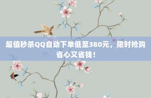 超值秒杀QQ自动下单低至380元,限时抢购省心又省钱!