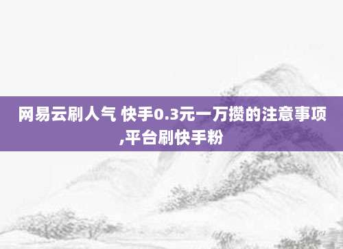 网易云刷人气 快手0.3元一万攒的注意事项,平台刷快手粉