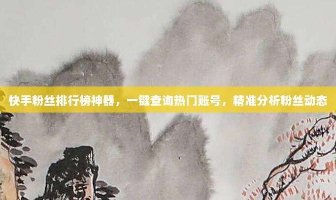 快手粉丝排行榜神器,一键查询热门账号,精准分析粉丝动态