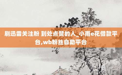 刷迅雷关注粉 到处点赞的人_小雨e花借款平台,wb粉丝自助平台