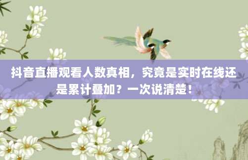 抖音直播观看人数真相,究竟是实时在线还是累计叠加?一次说清楚!