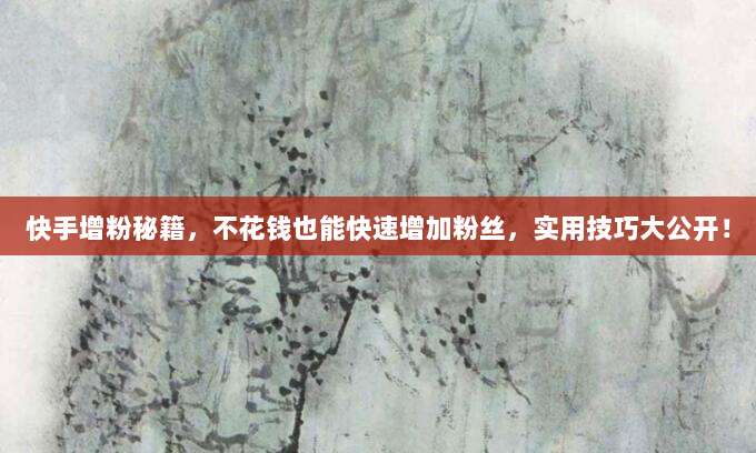 快手增粉秘籍,不花钱也能快速增加粉丝,实用技巧大公开!