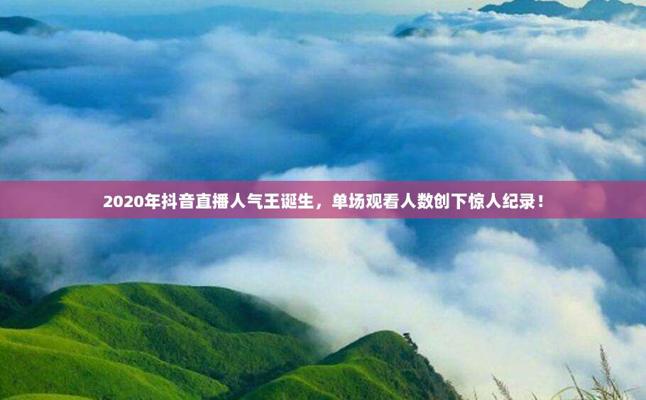 2020年抖音直播人气王诞生,单场观看人数创下惊人纪录!