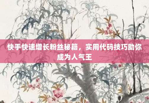 快手快速增长粉丝秘籍,实用代码技巧助你成为人气王